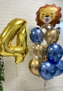 Цифра и яркий фонтан шаров для мальчика именинника